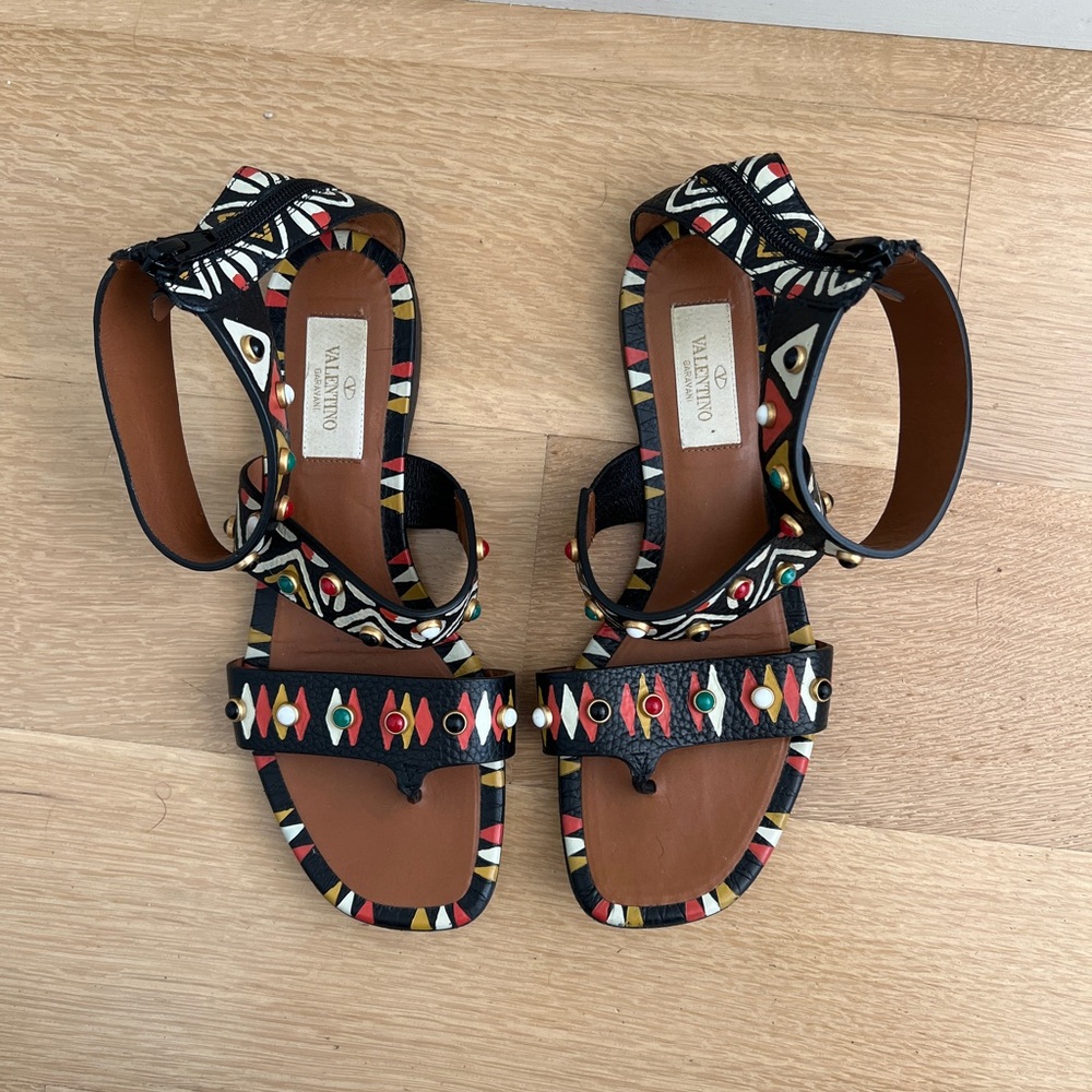 Valentino Women's Leather Printed Gladiator Sandals